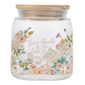 Glass Jar with Bamboo Lid - Give Thanks