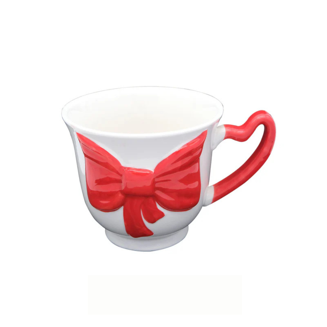 Ceramic Red Bow Christmas Mug