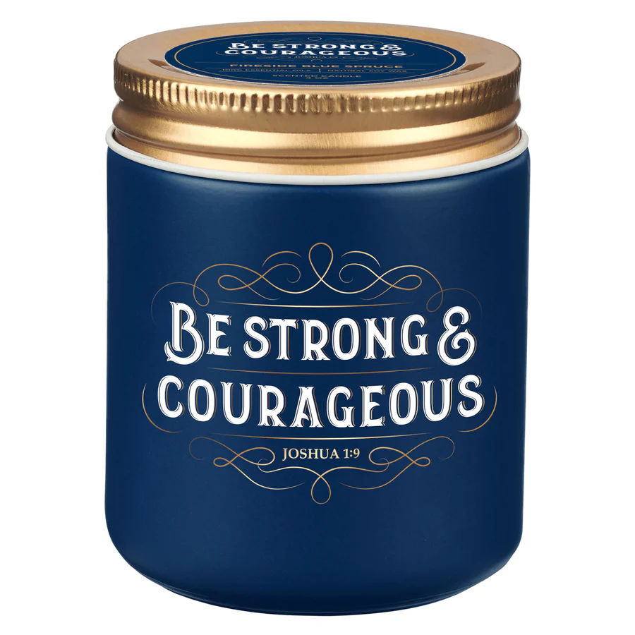 Blue Spruce Scented Candle with Lid - Joshua 1:9