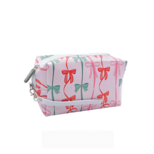 Soft Pink Makeup Bag with Bow Print