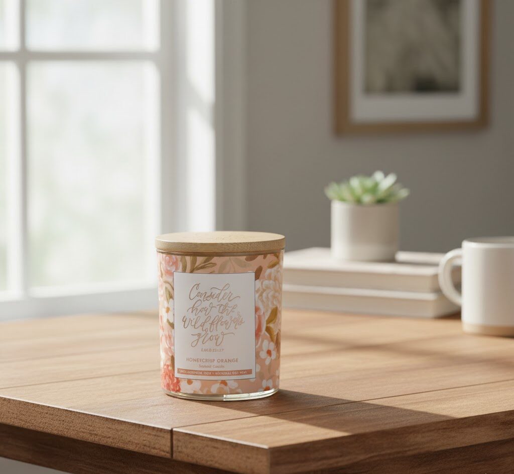 Honeycrisp Orange Scented Candle - Luke 12:27 - Image 2
