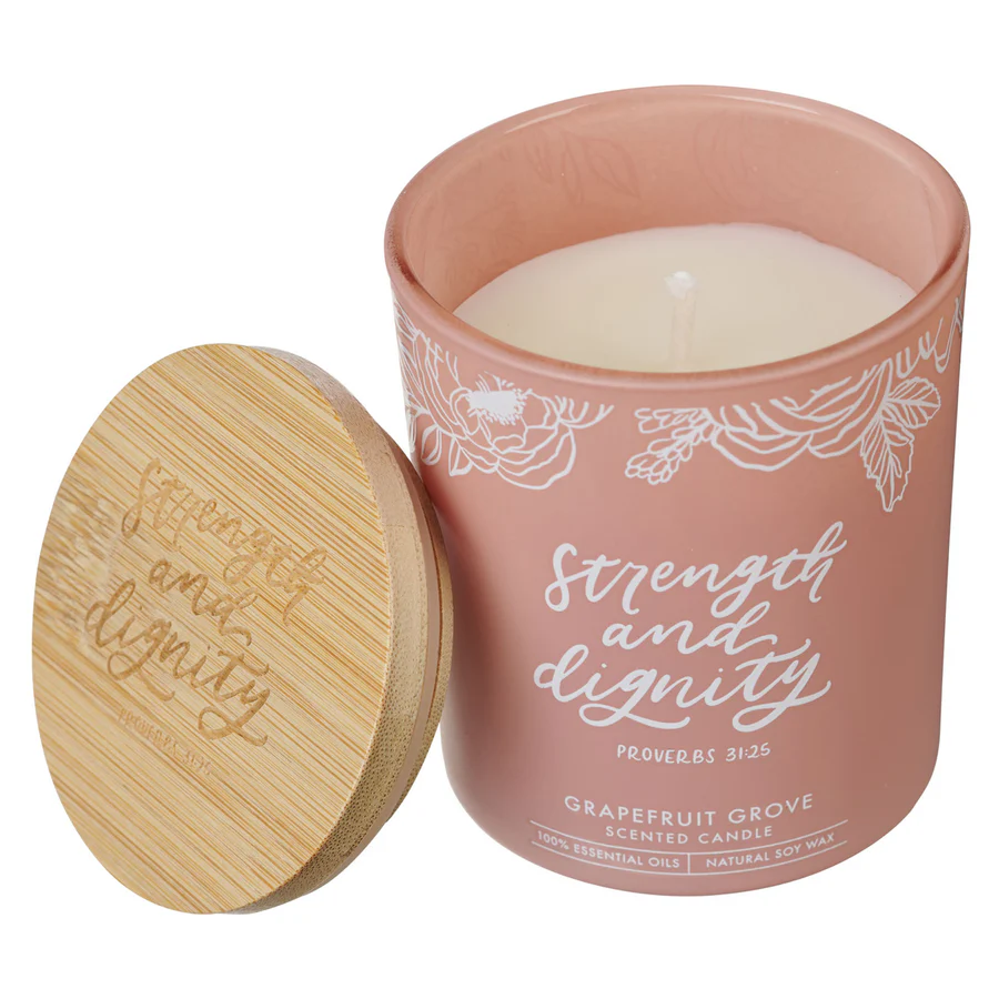 Strength and Dignity - Grapefruit Scented Candle with Bamboo Lid - Image 2