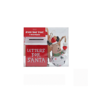 3Pc Christmas Tree Decorations Set - Bell Reindeer & Santa Ornaments