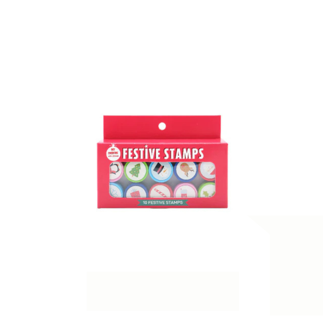 10 Assorted Festive Teacher Stamps - Christmas Craft & Card Making Se