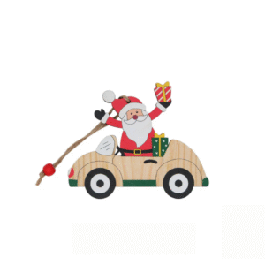 Father Christmas Wooden Car Ornament – Festive Holiday Décor
