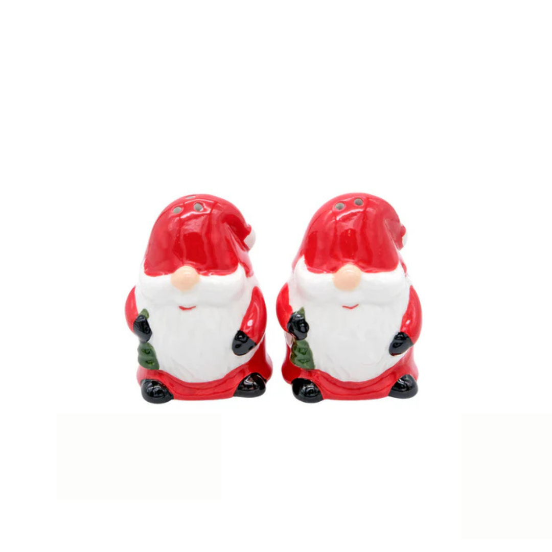Festive Christmas Gnome Salt & Pepper Shaker Set – Holiday Table Décor
