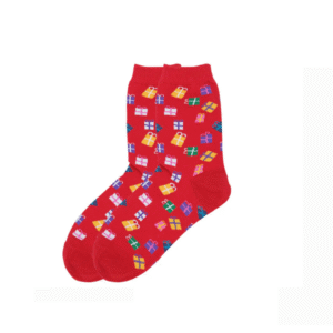 Christmas Presents Socks - Festive Gift Box Pattern Cozy Winter Wear