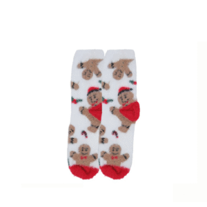Gingerbread Man Fluffy Christmas Socks - Warm Festive Gift