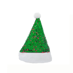 Festive Green & Red Sequins Christmas Hat – Sparkly Holiday Style