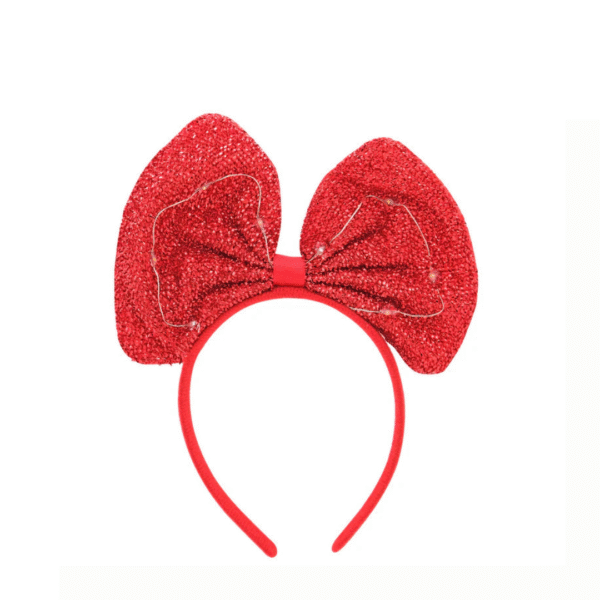 Christmas Bow Light-Up Aliceband - Festive Red LED Headband
