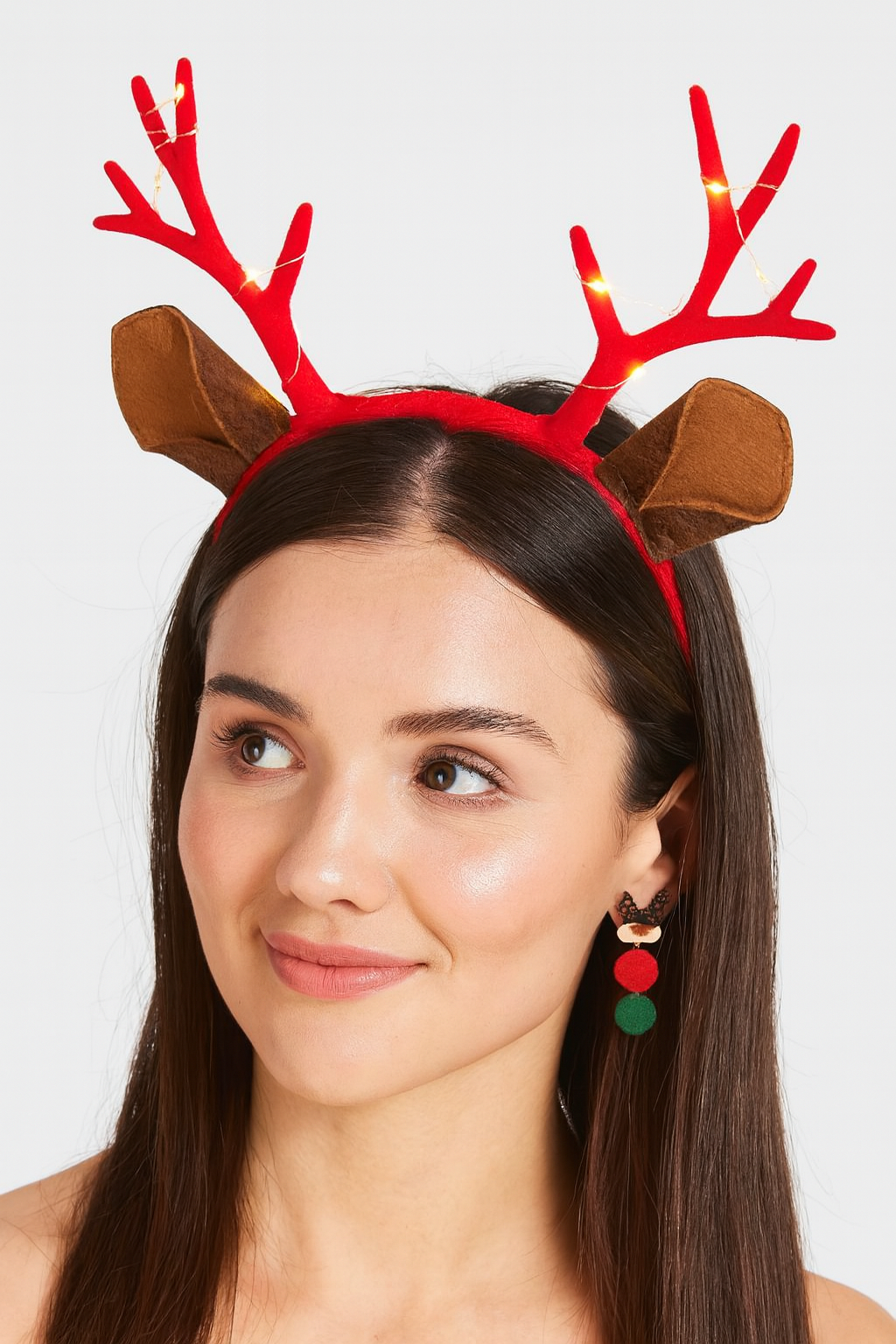 Christmas Reindeer Horns Aliceband with Lights - Festive Headband - Image 2