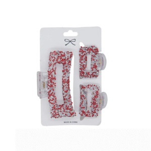 Christmas 3pc Glitter Hair Claws - Festive Red & Silver Hair Accessories