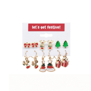 6 Pairs Assorted Christmas Earrings - Festive Holiday Jewellery Set