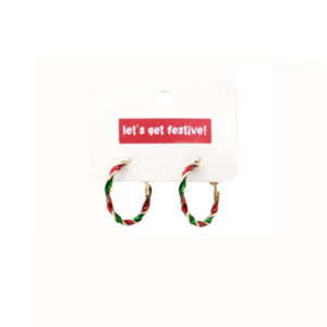 Christmas Hoop Earrings - Festive Red, Green & White Holiday Jewellery