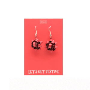 Christmas Red Bow Earrings - Festive Holiday Jewellery Gift for Women