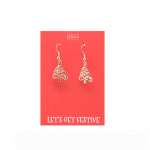 Gold Christmas Tree Earrings - Festive Holiday Jewellery Gift for Women