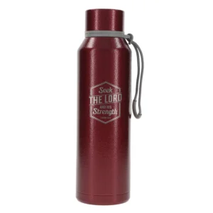 Red Stainless Steel Water Bottle - Seek The Lord and His Strength