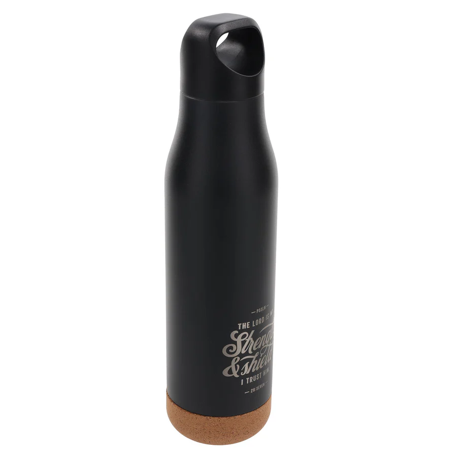 Stainless Steel Water Bottle with Cork Base - The Lord Is My Strength - Image 4