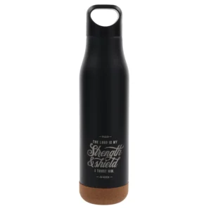 Stainless Steel Water Bottle with Cork Base - The Lord Is My Strength