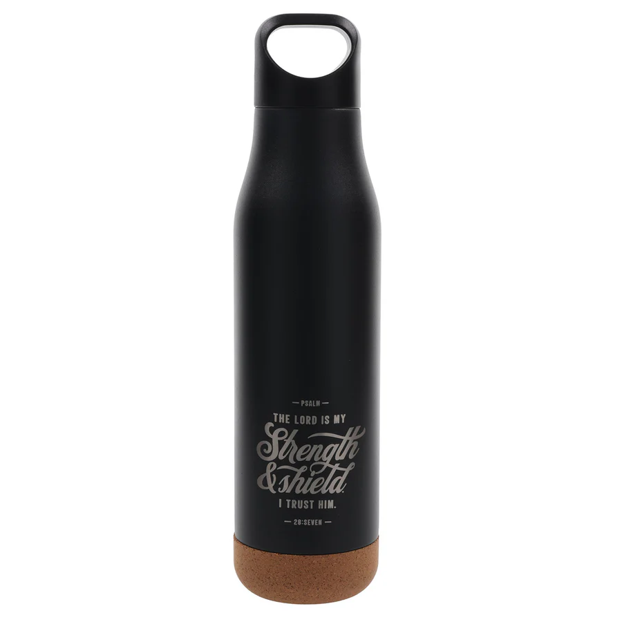 Stainless Steel Water Bottle with Cork Base - The Lord Is My Strength