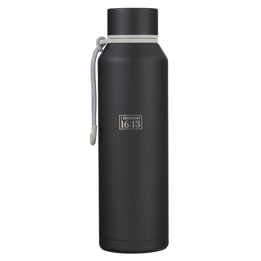 Stand Firm Black Stainless Steel Water Bottle - Christian Scripture Gift - Image 3