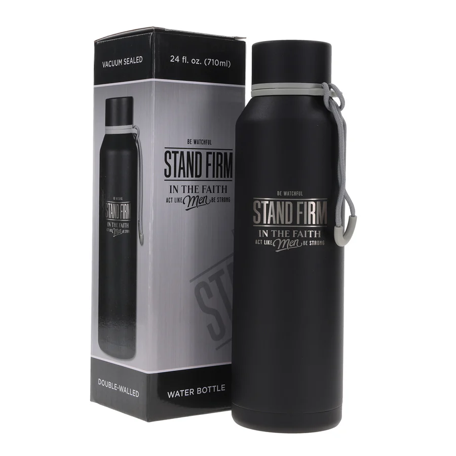 Stand Firm Black Stainless Steel Water Bottle - Christian Scripture Gift - Image 2