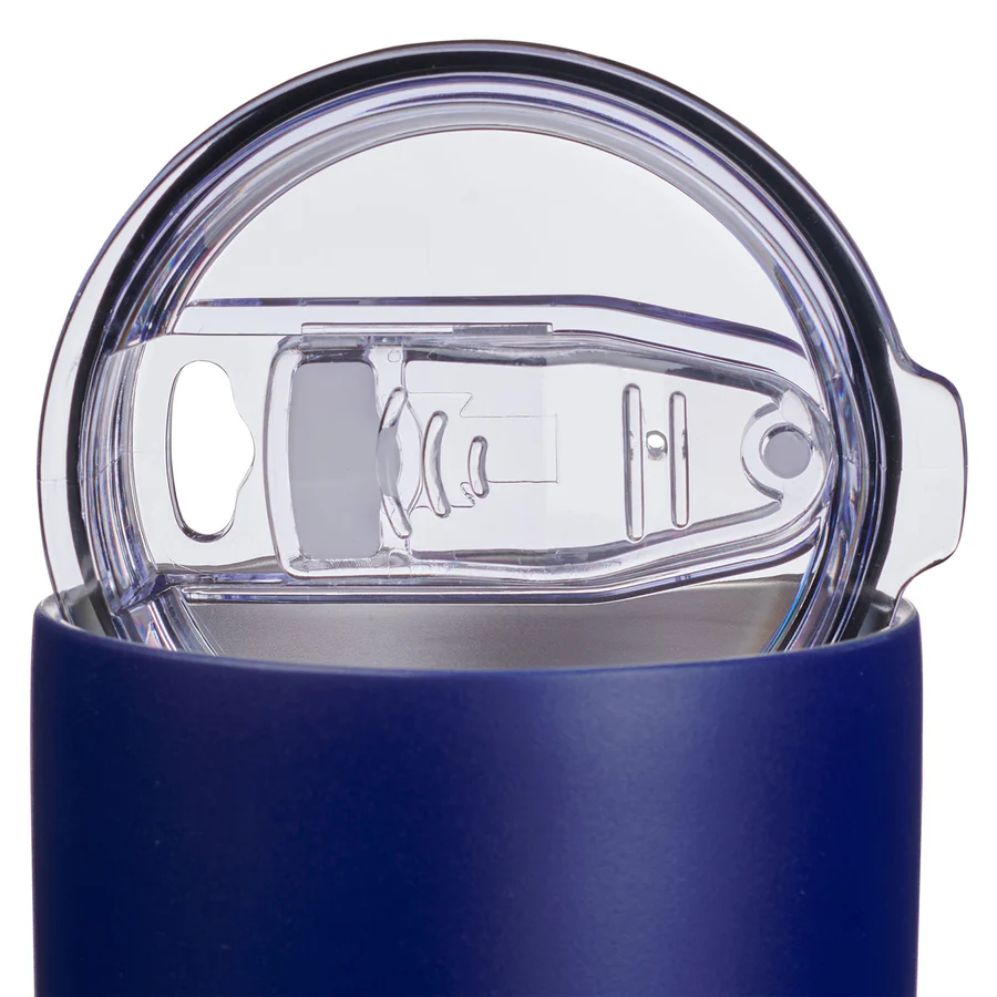 Navy Stainless Steel Travel Mug - Be Strong and Courageous - Image 2