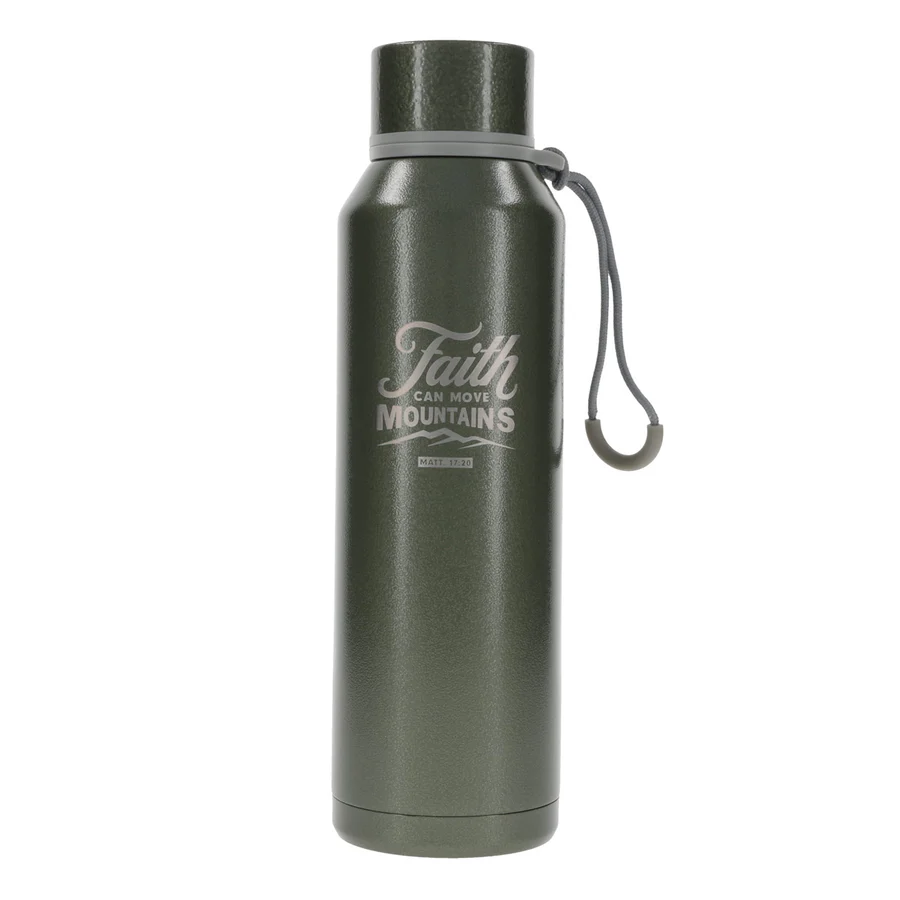 Stainless Steel Water Bottle for Men - Faith Can Move Mountains