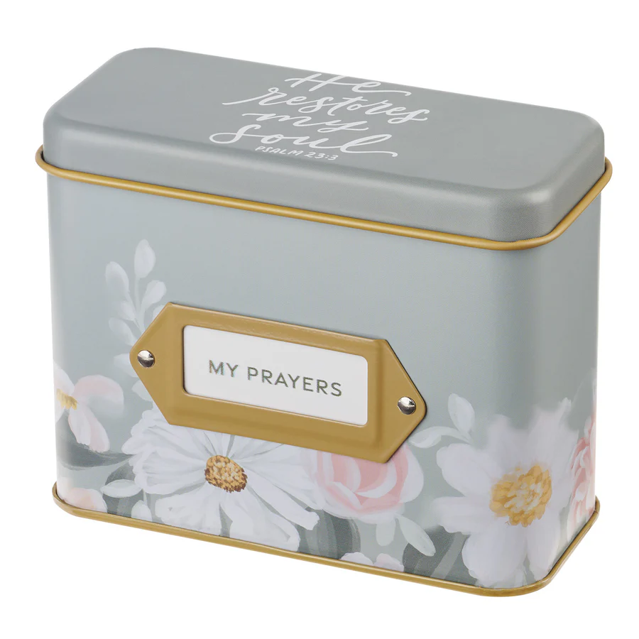He Restores My Soul Prayer Cards in Tin - Christian Devotional Set