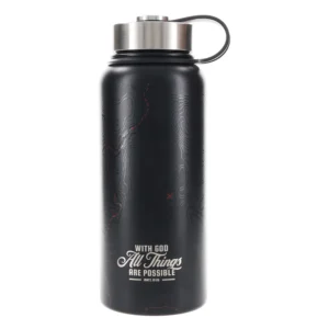 With God All Things Are Possible - Black Stainless Steel Water Bottle