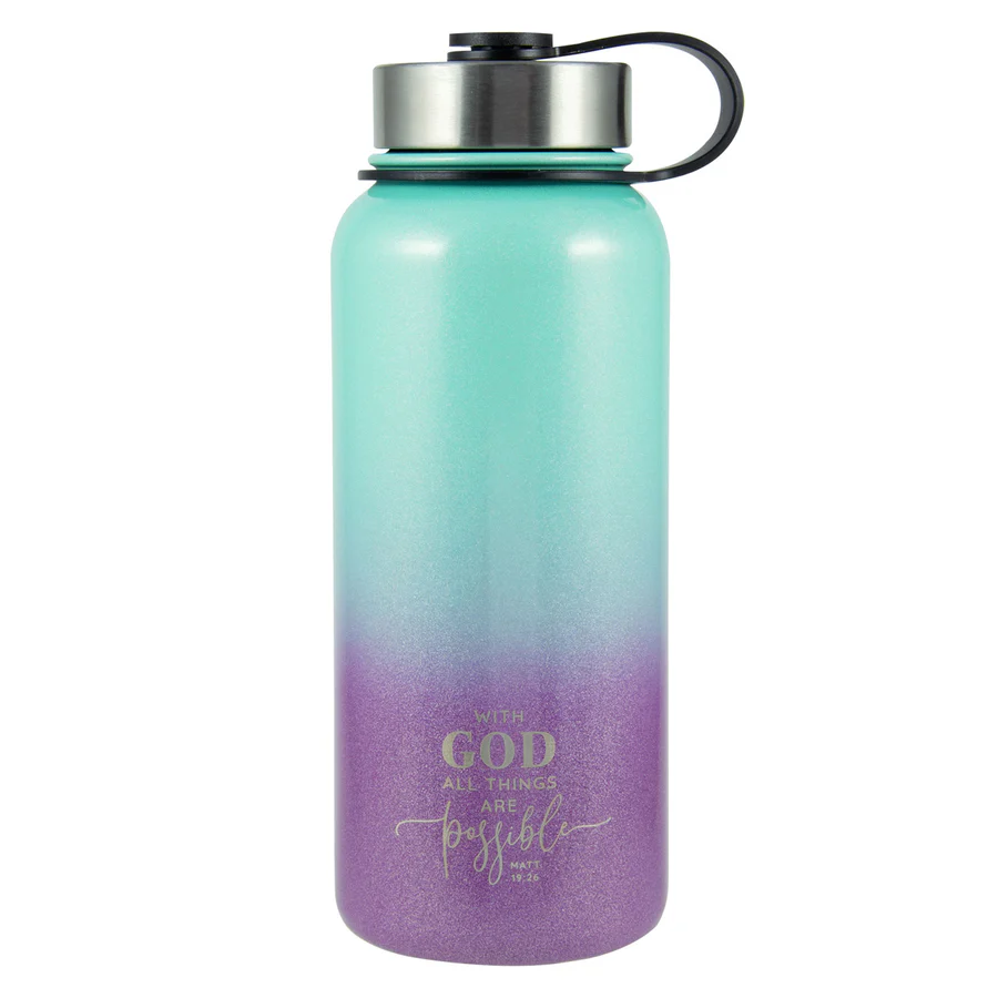 With God All Things Are Possible - Stainless Steel Water Bottle Matthew 19:26
