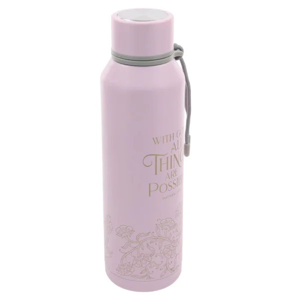 With God All Things Are Possible Pink Stainless Steel Water Bottle - Image 4