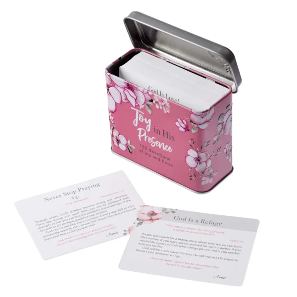 Joy In His Presence Devotional Cards in Tin | Daily Inspiration