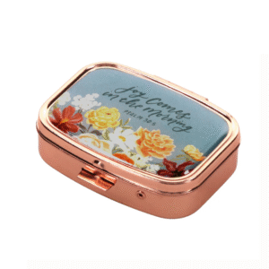 Epoxy Rose Gold Metal Pill Box | Stylish Travel Pill Case Organizer