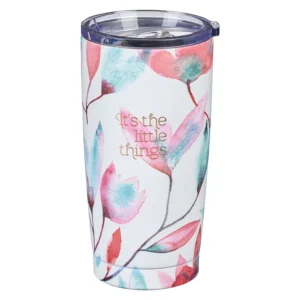 Pink Petals Stainless Steel Mug | Floral Insulated Travel Coffee Cup