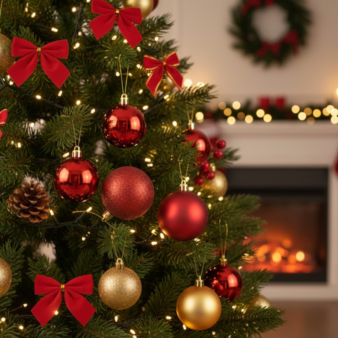 Red Christmas Baubles - 24 Piece - Image 2