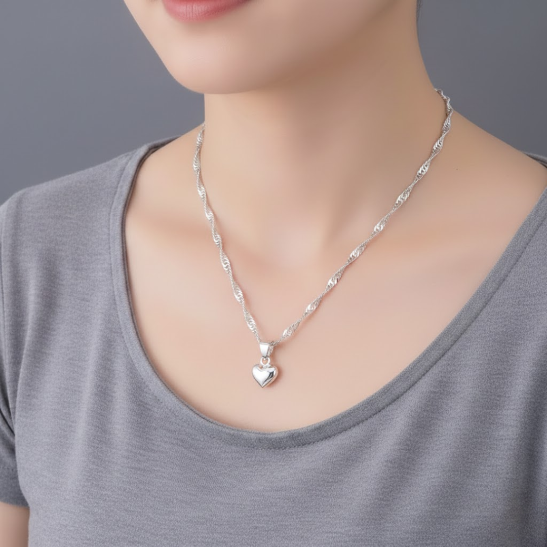 S925 Sterling Silver Heart Pendant Necklace - Image 2