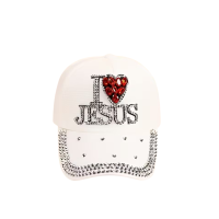 Rhinestone Cap - I Love Jesus