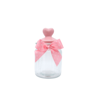 Glass Jar with Pink Heart Lid