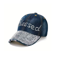 Denim Studded Cap - Blessed