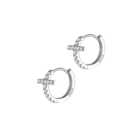 S925 Sterling Silver Cross Hoop Earrings
