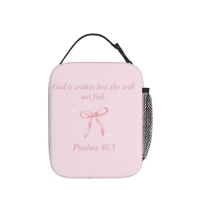 Thermal Insulated Pink Lunch Bag - Psalm 46:5