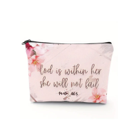 2816 Floral Cosmetic Bag - Psalm 46:5