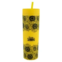 Sunflower Plastic Tumbler with Straw