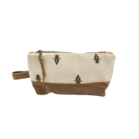 Bee Print Leather Toiletry Bag