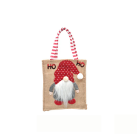 Christmas Gnome Hessian Gift Bag - Festive Reusable Present Sack