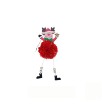 Reindeer Pom Pom Wooden Ornament - Cute Christmas Tree Decoration