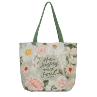 3000 He Restores My Soul Cotton Canvas Tote Bag - Christian Inspiration