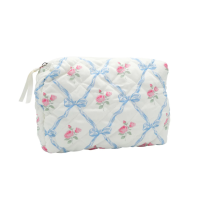 Soft Quilt Toiletry Bag Bows & Roses – Quilted Cosmetic Travel Organizer