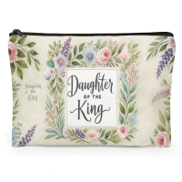 3185 Daughter of the King Floral Makeup Bag with Zipper – Christian Gift